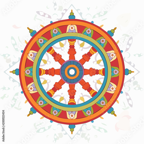 Colorful Dharma Wheel Illustration