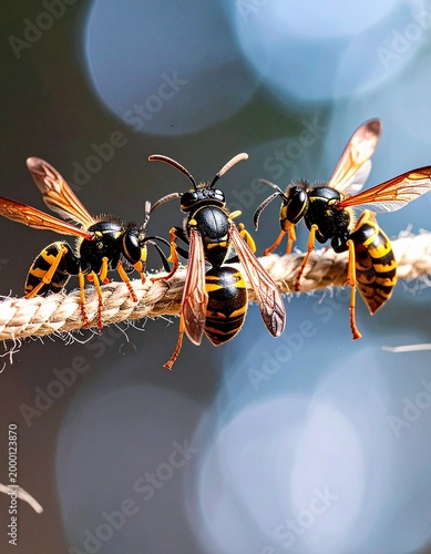 
wasps on a rope