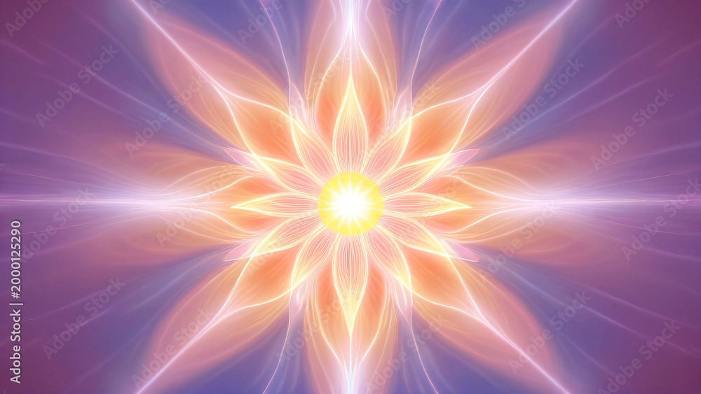 Fototapeta premium Bright Symmetrical Mandala Flower Light Pattern
