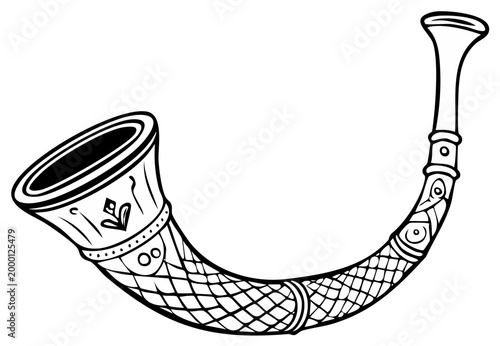 Ornamental Viking horn with intricate carved patterns ancient musical instrument