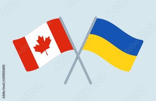 Vector Canada and Ukraine Flags Illustration