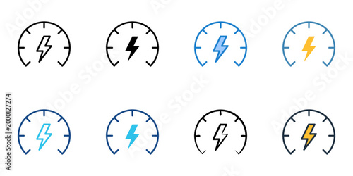 Net metering icons set multiple style collection. Editable stroke 
