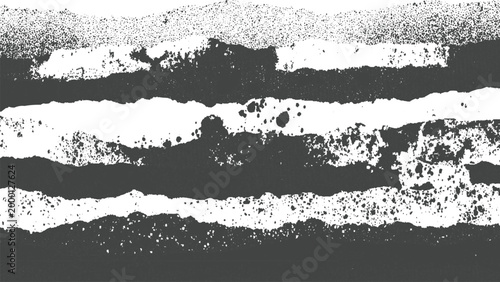 Grungy black and white striped texture with splatters and rough edges