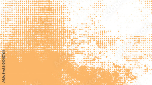 Halftone dots pattern with orange and white colors  grunge texture overlay effect