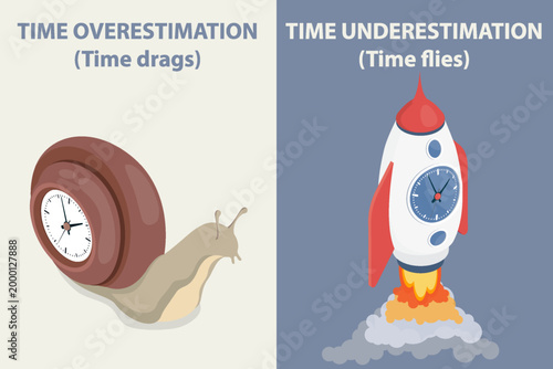 Fotografie Time overestimation and time underestimation concept