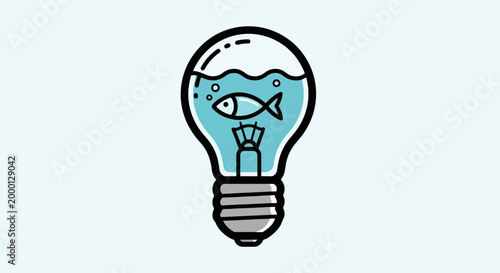 Creative Light Bulb Idea With Fish Swimming Inside.
