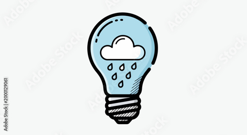 Creative light bulb with cloud and rain illustration.