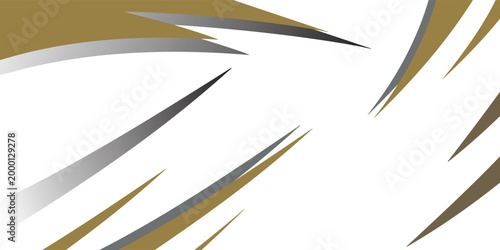 Abstract Sharp Golden and Silver Streaks on White Background.