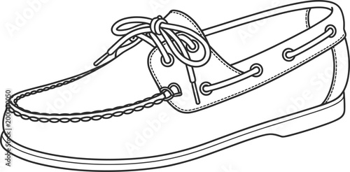 Outline of a Boat Shoe with Laces loafer casual shoe