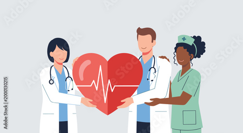 Medical Team Holding Heart Symbol of Compassion.