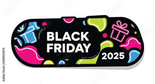 Black Friday shopping sale discount label.