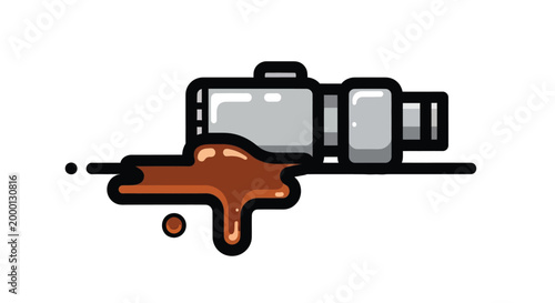 Camera with brown liquid leaking out.