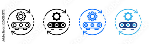 Machine Utilization icon set multiple style collection