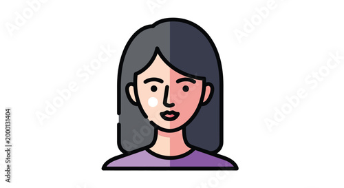 Cartoon woman with long dark hair.