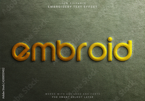 Realistic In Relief Embroidery Text Effect on Fabric Texture Mockup