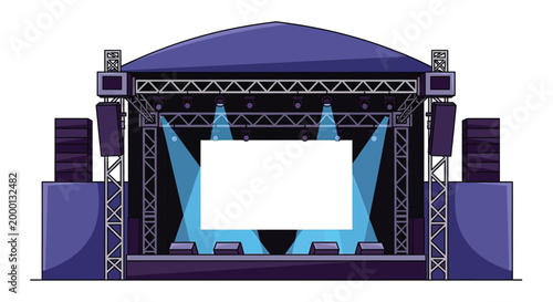 Concert Stage With Sound System.