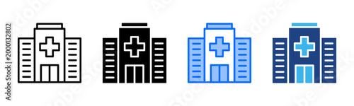 Hospital icon set multiple style collection