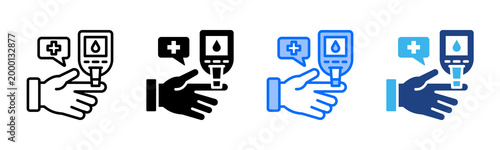 Diabetes Test icon set multiple style collection