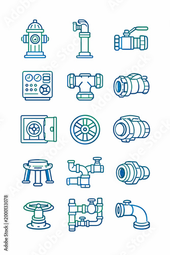 Simple hose hydrant supply post fire icon valve image pump vector generation