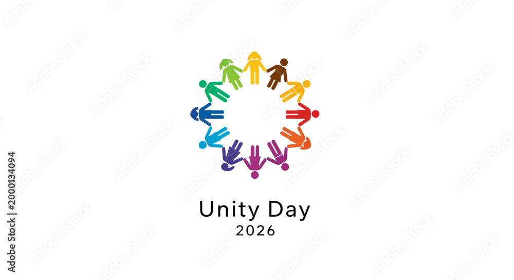 Fototapeta premium Unity Day 2026 colorful people circle logo.