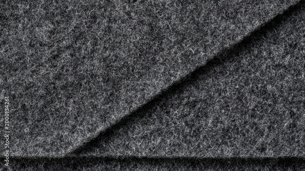 Fototapeta premium Stacked dark felt panels with diagonal fold and textured surface
