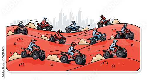 People Riding All Terrain Vehicles.