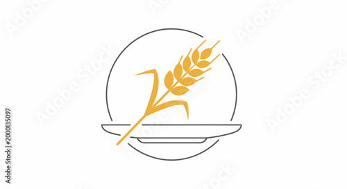 Logo of wheat on a plate.