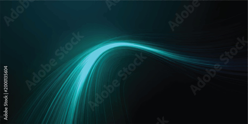 An abstract flowing dynamic loop of bright blue neon light trails forming an intricate interconnected knot against a dark deep blue background representing energy flow and digital connection