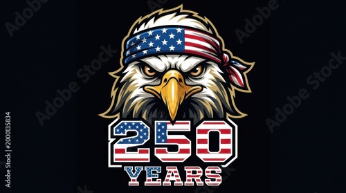 US 250th Anniversary Eagle Graphic with Stars and Stripes Bandana