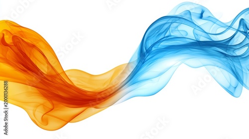 Elegant blend of blue and orange hues in a fluid smoke design.