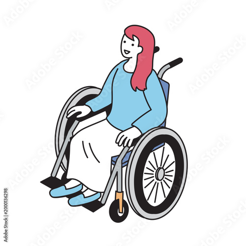 車椅子の女性のシンプルなイラスト