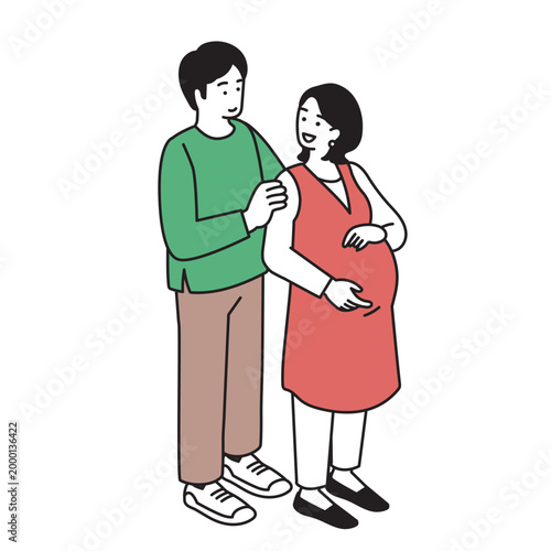 妊娠している女性と男性のイラスト