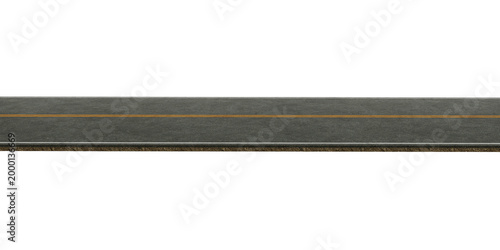 3d rendering empty asphalt highway road with double yellow lines