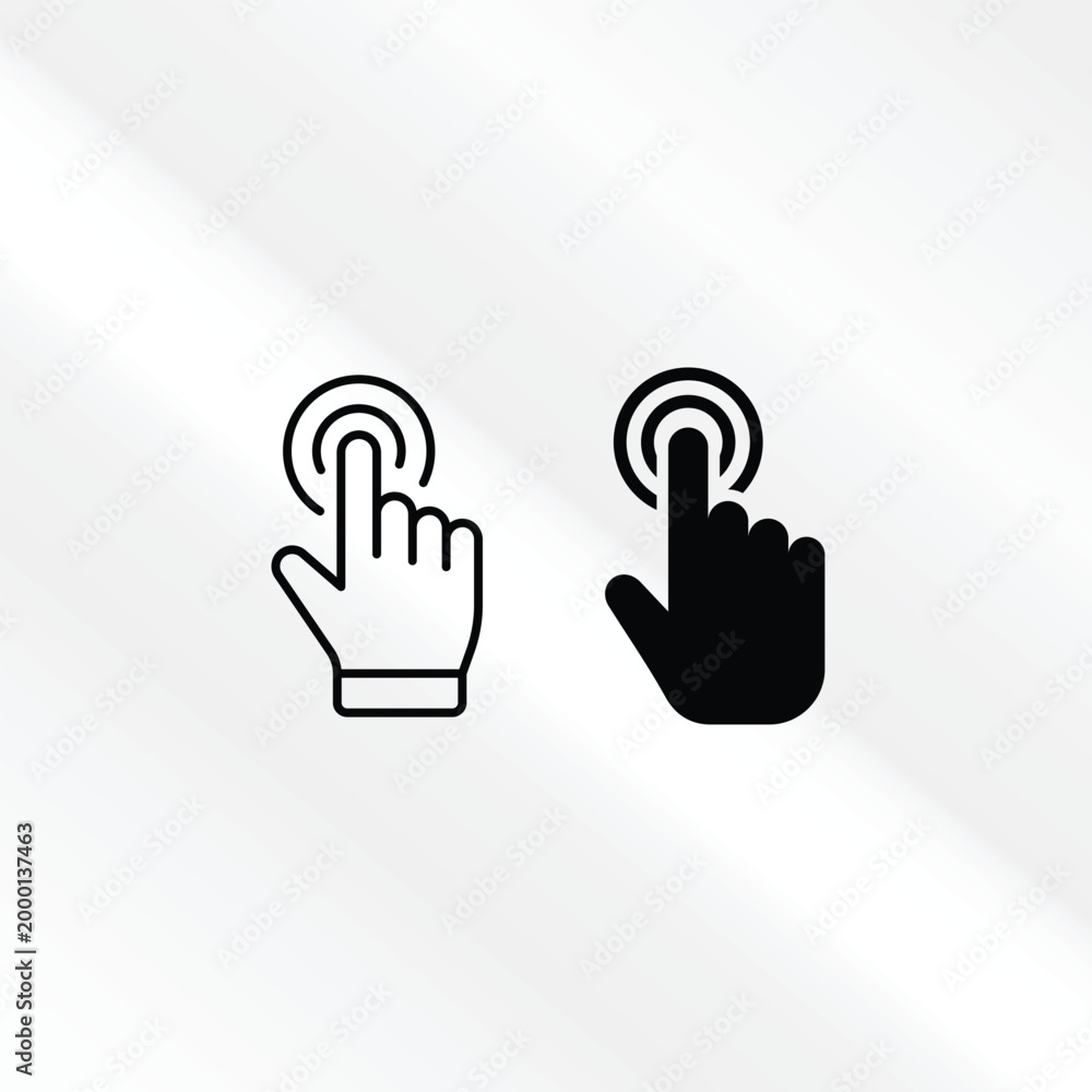Obraz premium Hand Click and Touch Gesture Vector Icon Set, Touch Cursor vector, Double Click Gesture, Hand Cursor of Computer Mouse