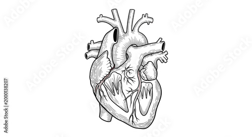 Detailed Anatomy Illustration of a Human Heart.