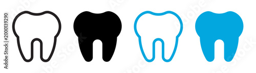 Tooth icon set. Dental clinic logo. Human teeth vector illustration. Dentistry logotype. Oral hygiene concept. Dentist sign. Molar tooth enamel symbol.