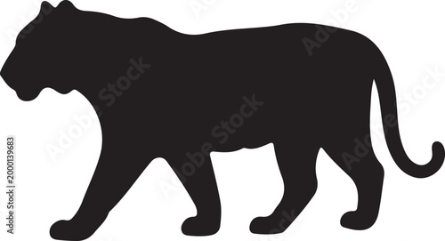 Walking tiger silhouette vector illustration isolated on white background profile view