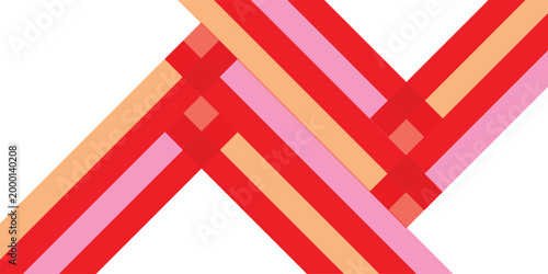 Abstract Intersecting Stripes Pattern in Red and Peach Tones.