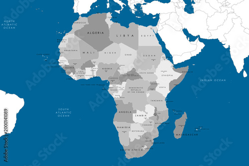 Africa Map With political map with countries and borders
