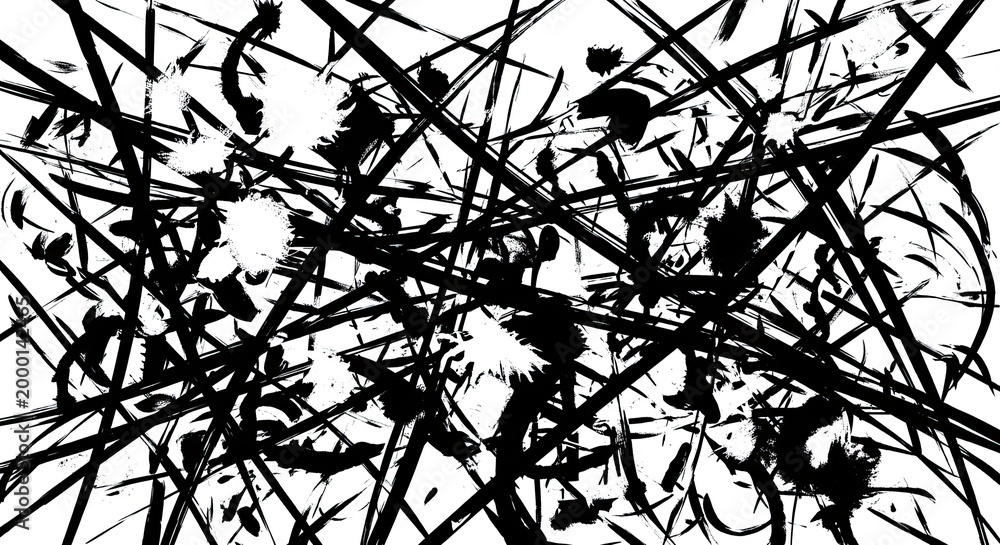 Obraz premium Abstract black and white artwork with dynamic lines and expressive brushstrokes
