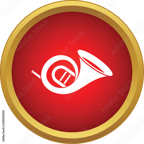 French horn brass instrument icon representing music and classical orchestra