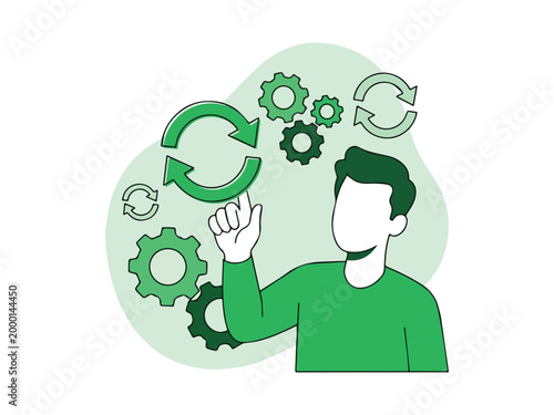 System Update Illustration Monochrome Software Upgrade Flat Style