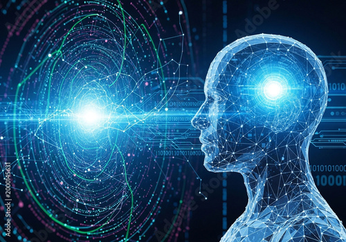 artificial intelligence technology concept with digital network background