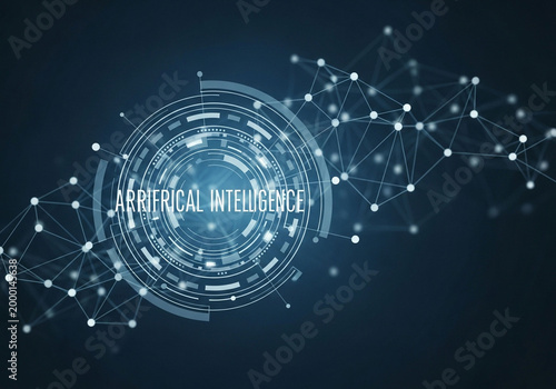 artificial intelligence technology concept with digital network background