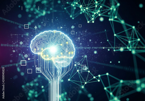 artificial intelligence technology concept with digital network background