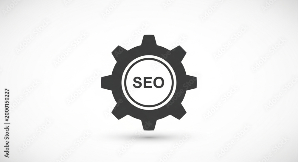Obraz premium Gear with SEO text inside for search engine optimization concept.