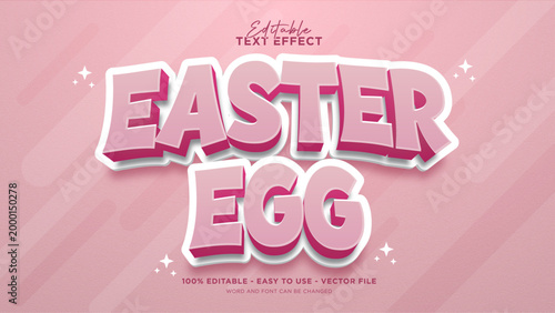 Editable easter day text effect, cartoon text style effect