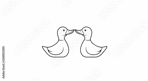 Two simple outline drawings of ducks facing each other