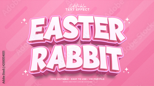 Editable happy easter day text effect, cartoon text style effect