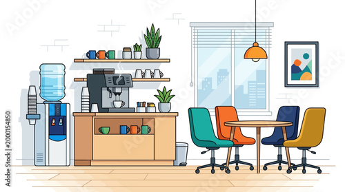 Office Water Cooler Station Setup.